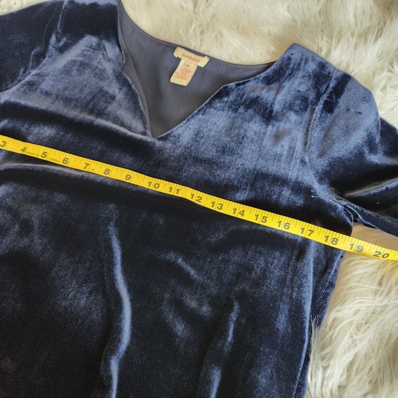 Sundance Velvet Silk Dress Women Small Olivia Short Sleeve Shift Midnight Blue‎ - Picture 9 of 16